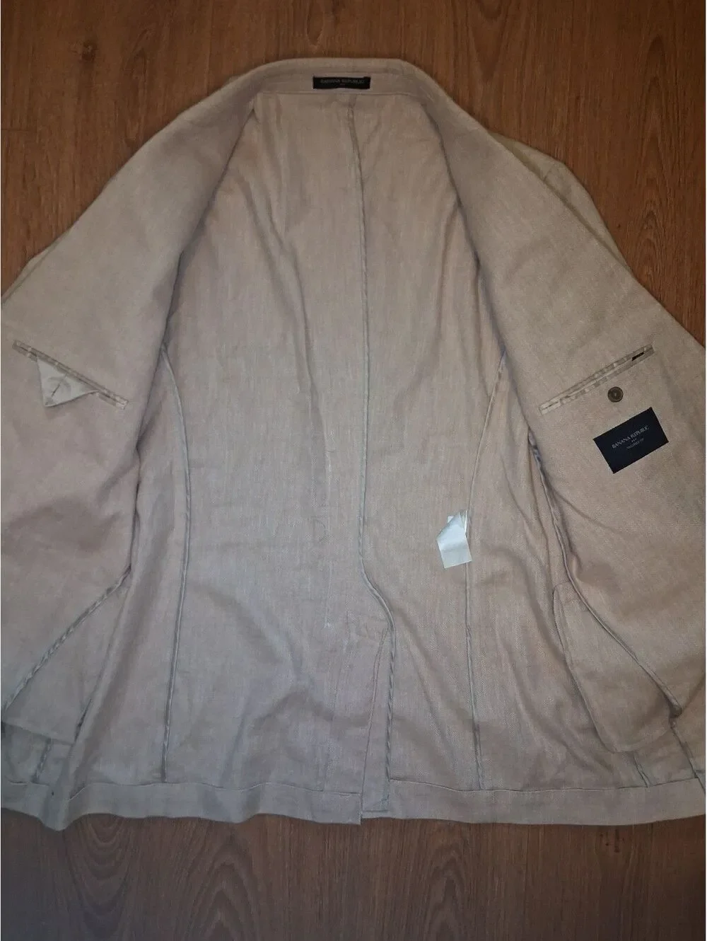 Banana Republic Linen 2 PC Suit 46R 42x34 Beige Herringbone